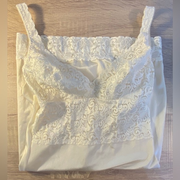 Vintage 1970s Victoria's Secret White Lace Bridal Shapewear Slip Union Made Sz L - Picture 7 of 10